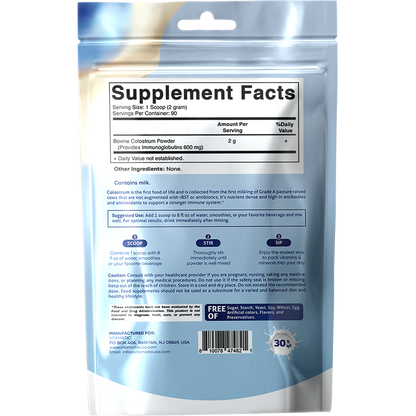 Bovine Colostrum 30% IgG Powder 6.34 OZ - 90 Servings (Unflavored)