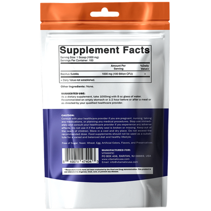Bacillus Subtilis Pure Powder Probiotic Powder - 100 Gram - 100 Servings