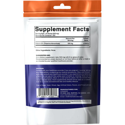 Vitamin B1 Pure Powder - 100 Grams (Thiamine Mononitrate)