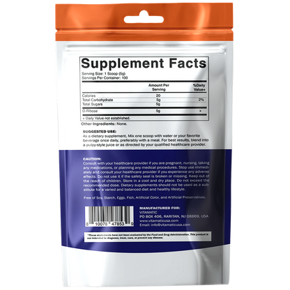 D-Ribose Powder 500g - 17.6 OZ (500 Gram) | Pure & Unflavored | Non-GMO | Easy-Mix Dietary Supplement