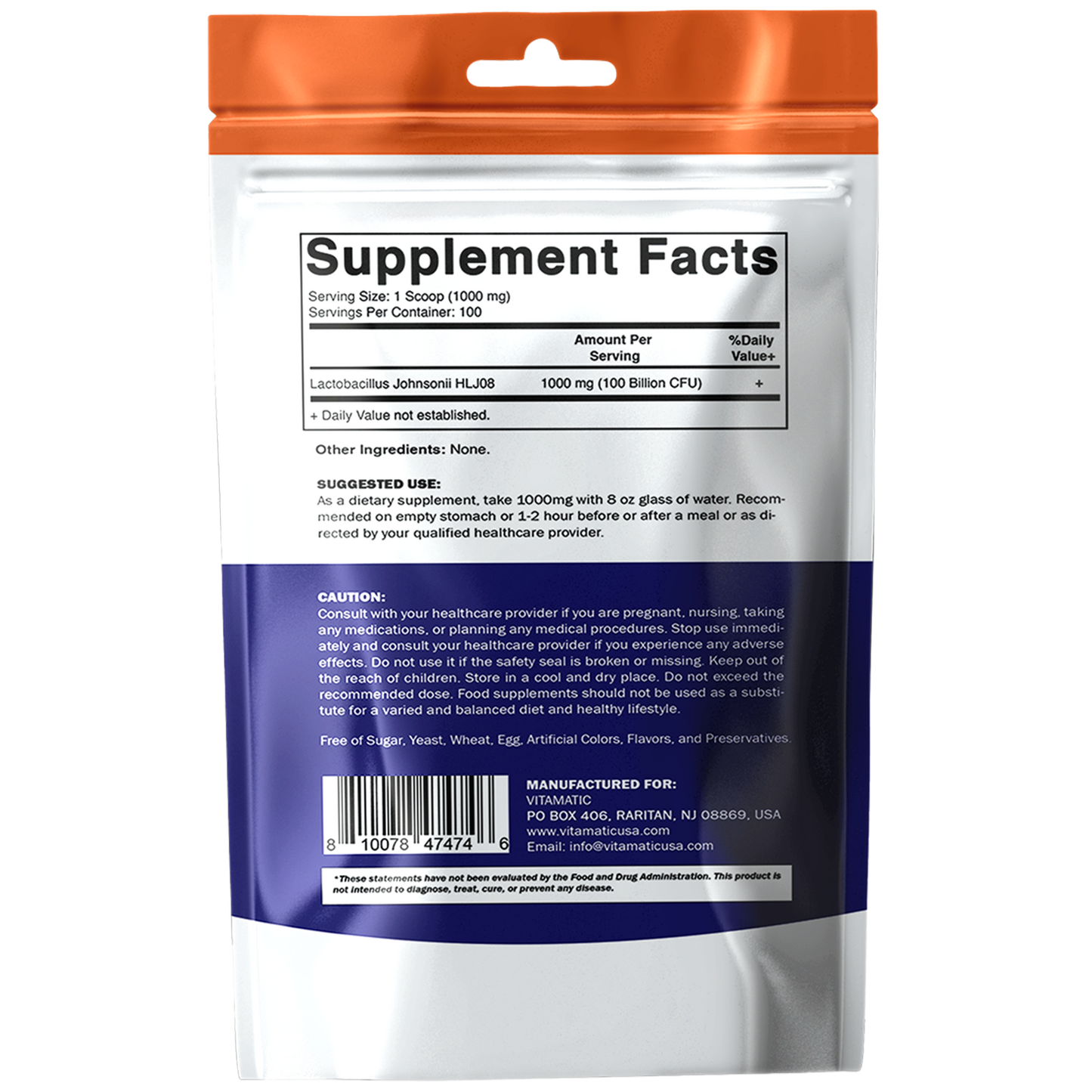 Lactobacillus Johnsonii Probiotic Powder Digestive Health Support 100 Gram 100 Servings