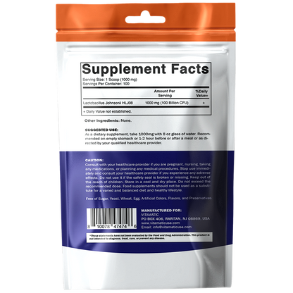 Lactobacillus Johnsonii Probiotic Powder Digestive Health Support 100 Gram 100 Servings