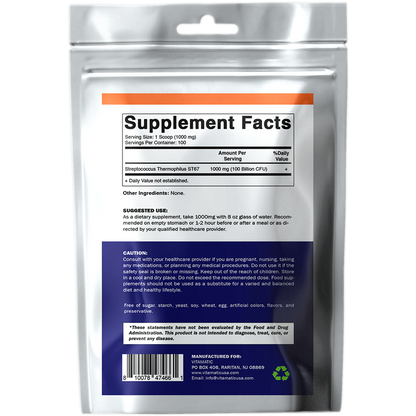 Streptococcus Thermophilus Probiotic Powder Digestive Health Support 100 Gram 100 Servings
