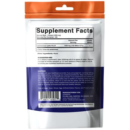 Lactococcus Lactis Probiotic Powder Digestive Health Support 100 Gram 100 Servings