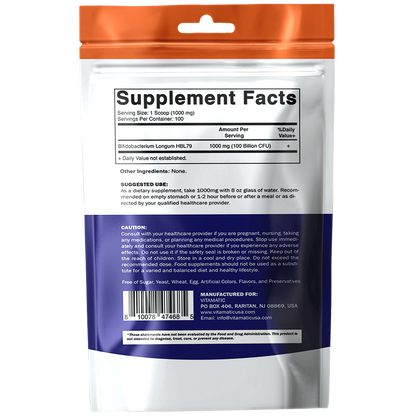 Bifidobacterium Longum Probiotic Powder Digestive Health Support 100 Gram 100 Servings