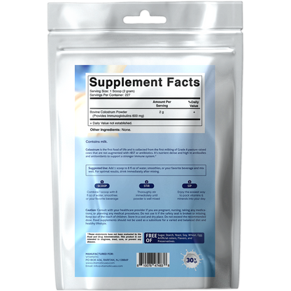 Bovine Colostrum 30% IgG Powder 16 0Z - 227 Servings (Unflavored)