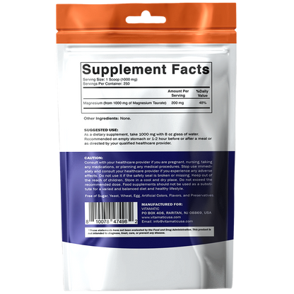 Magnesium Taurate 250gram Powder - 250 Servings