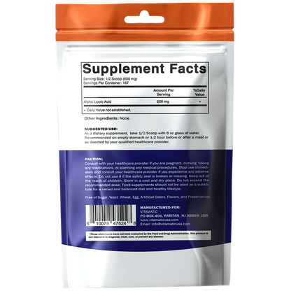 Pure Alpha Lipoic Acid (ALA) 600mg