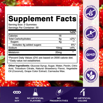 Melatonin 20mg - 60 Vegan Gummies