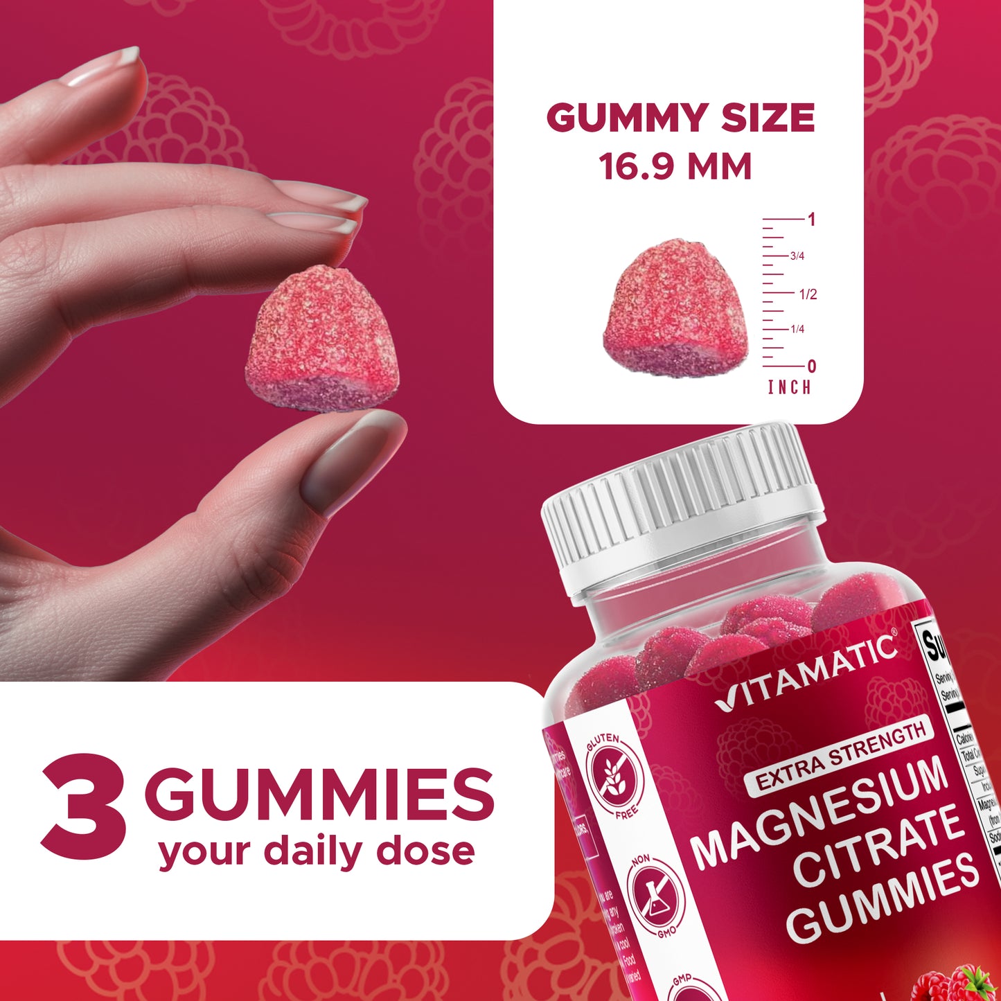 Extra Strength Magnesium 85mg - 60 Vegan Gummies