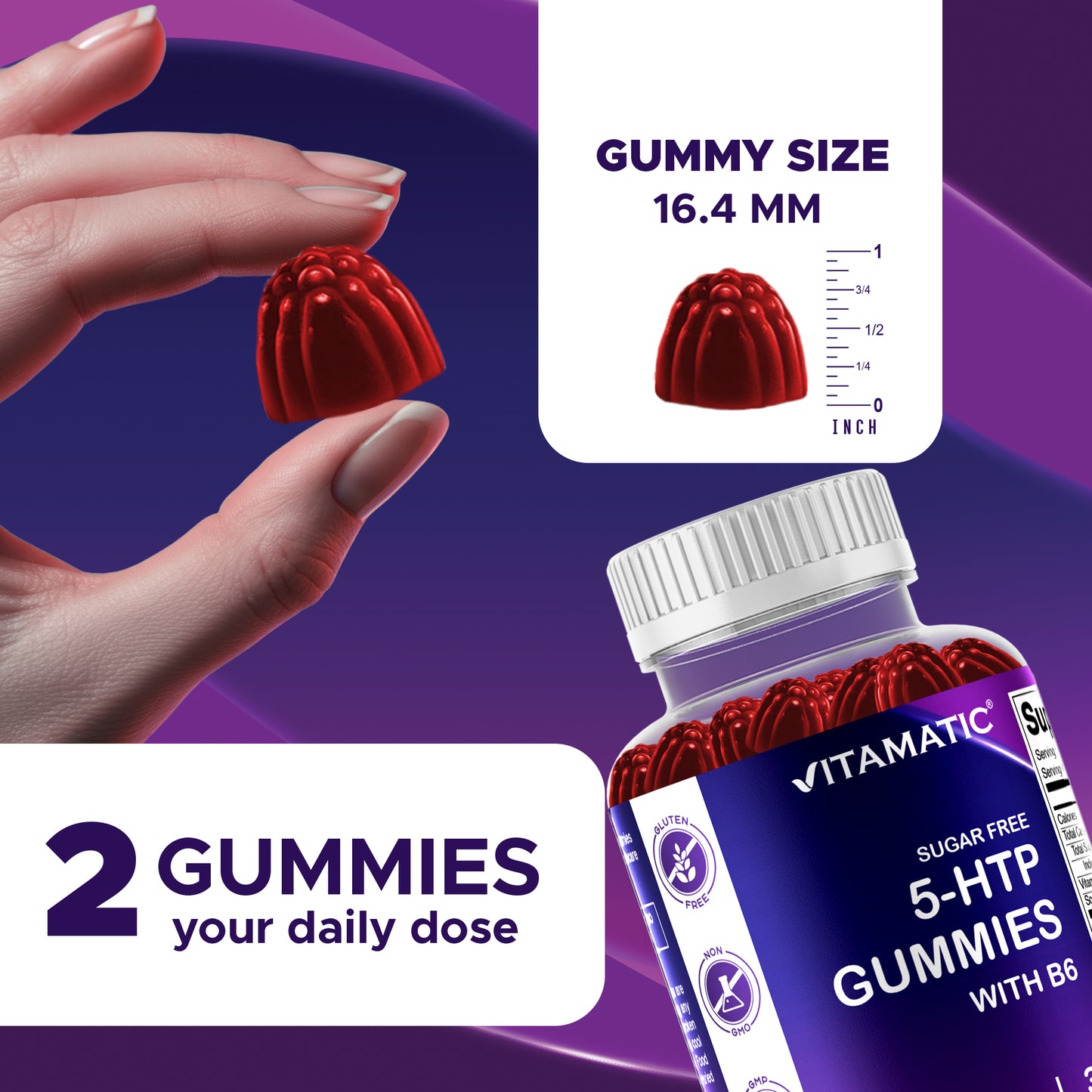 Sugar Free 5-HTP 200mg with B6 - 60 Gummies