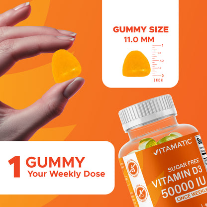 Sugar Free Vitamin D3 50000 IU Pectin Based - 120 Gummies