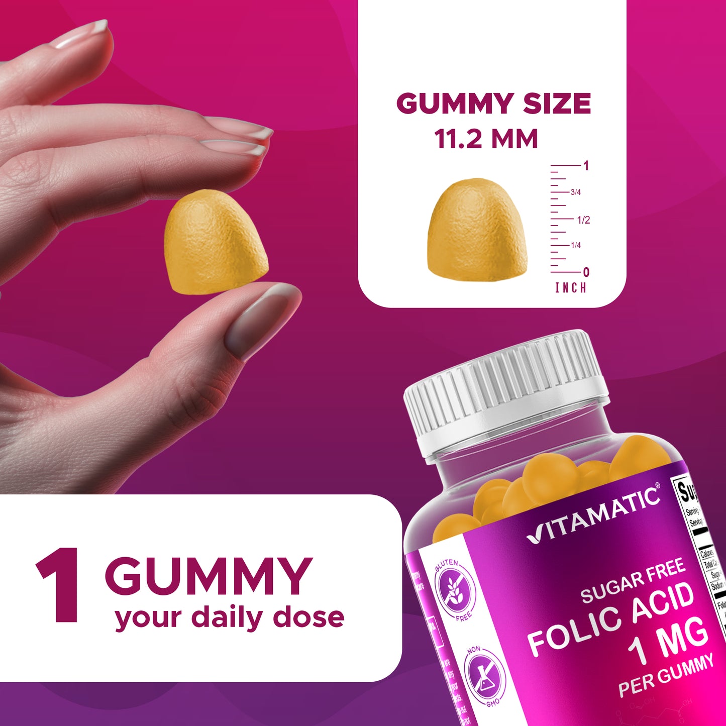 Sugar Free Folic Acid 1 mg - 120 Gummies