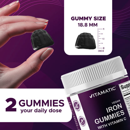 Iron 65 mg Gummies Supplement for Women & Men - 240 Vegan Gummies