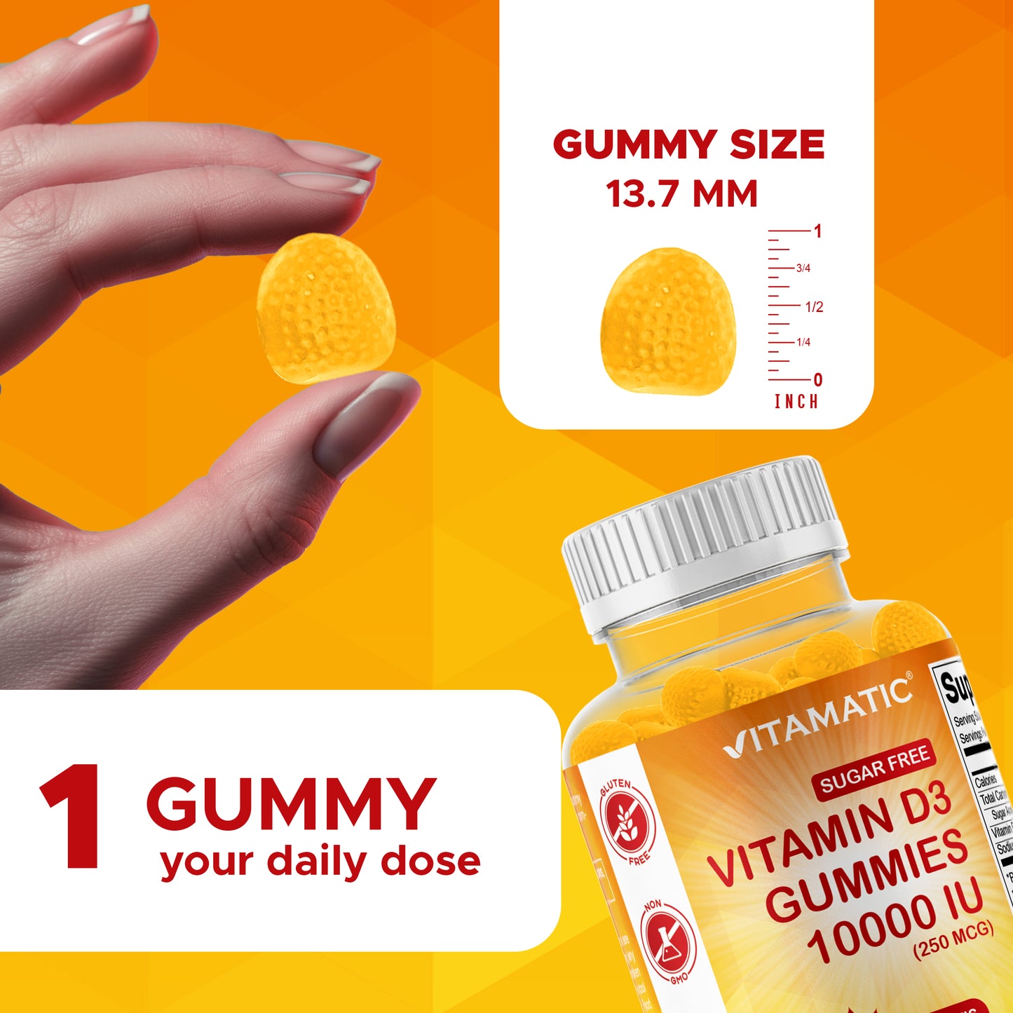 Sugar Free Vitamin D3 10000 IU 120 Gummies