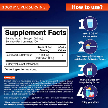 Lactobacillus Salivarius Probiotic Powder | 100 Gram (3.5 OZ)