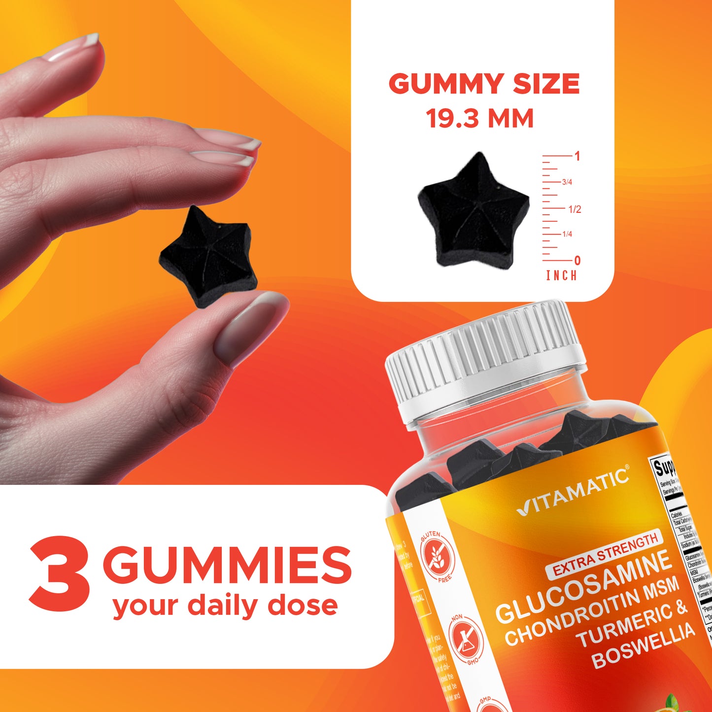 Glucosamine Chondroitin MSM Boswellia Turmeric 60 Gummies