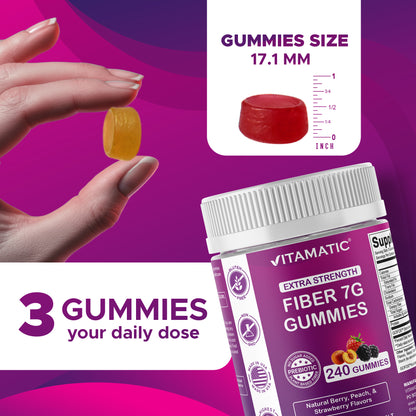 Prebiotic Fiber Gummies for Adults-  240 Pectin Based Gummies, Digestive Health & Regularity Support