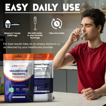 Magnesium Taurate 250gram Powder - 250 Servings