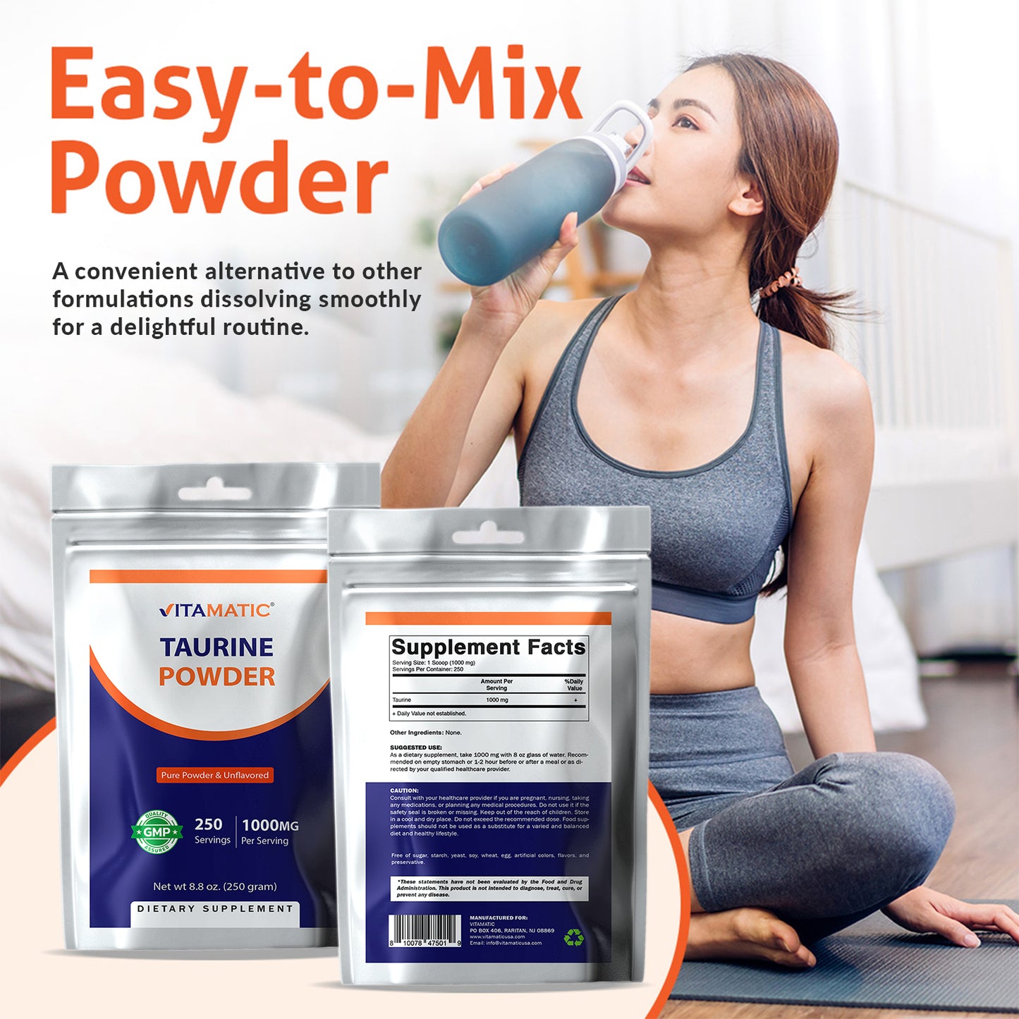 Pure Taurine 1000mg 250 Servings