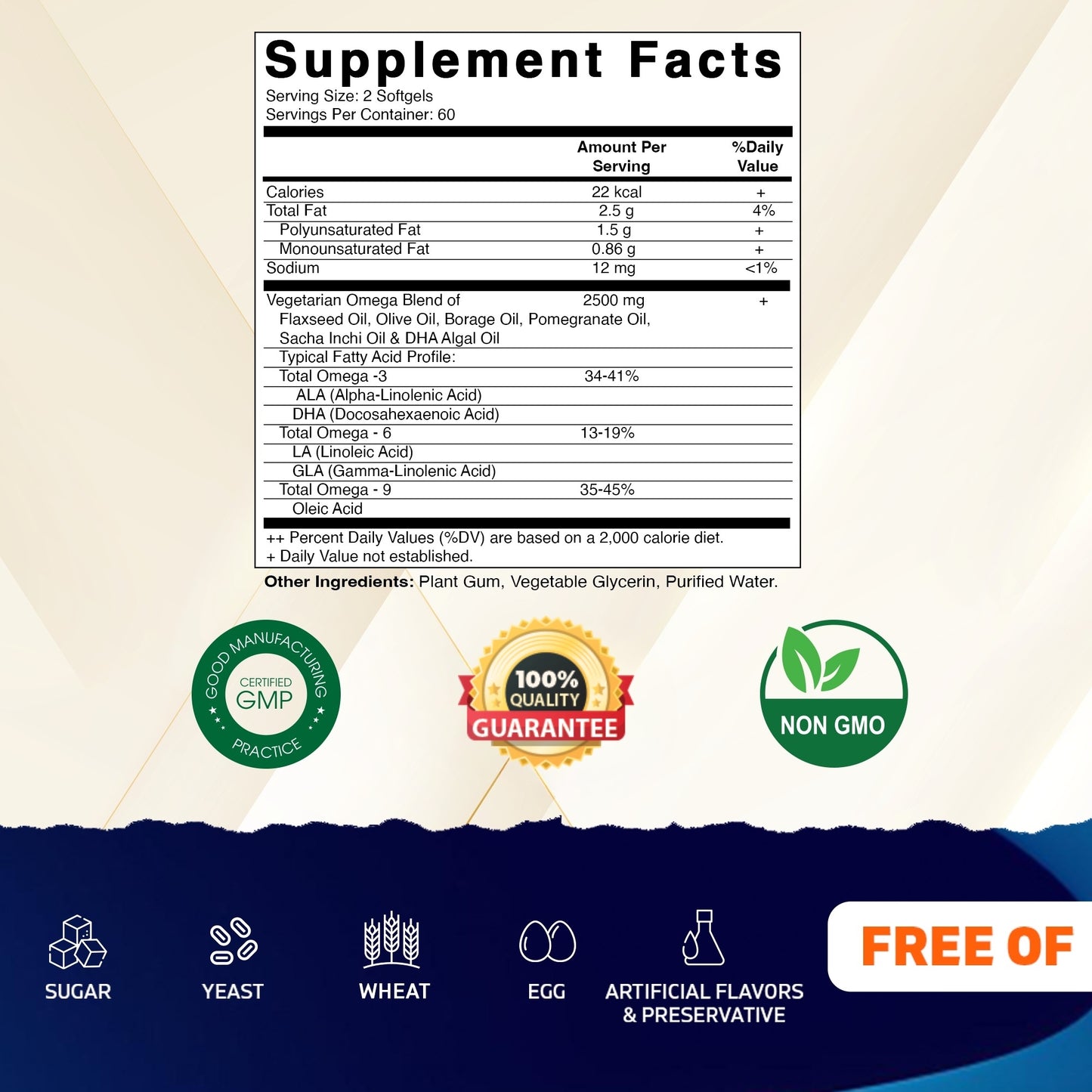 Vitamatic Vegan Omega 3-6-9 Complex 1250mg - 120 Softgels
