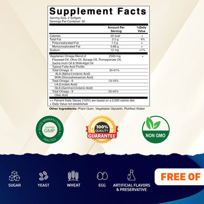 Vitamatic Vegan Omega 3-6-9 Complex 1250mg - 120 Softgels