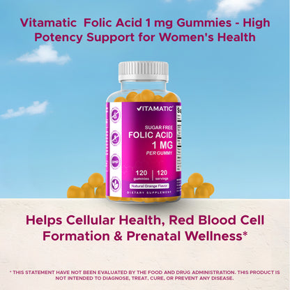 Sugar Free Folic Acid 1 mg - 120 Gummies