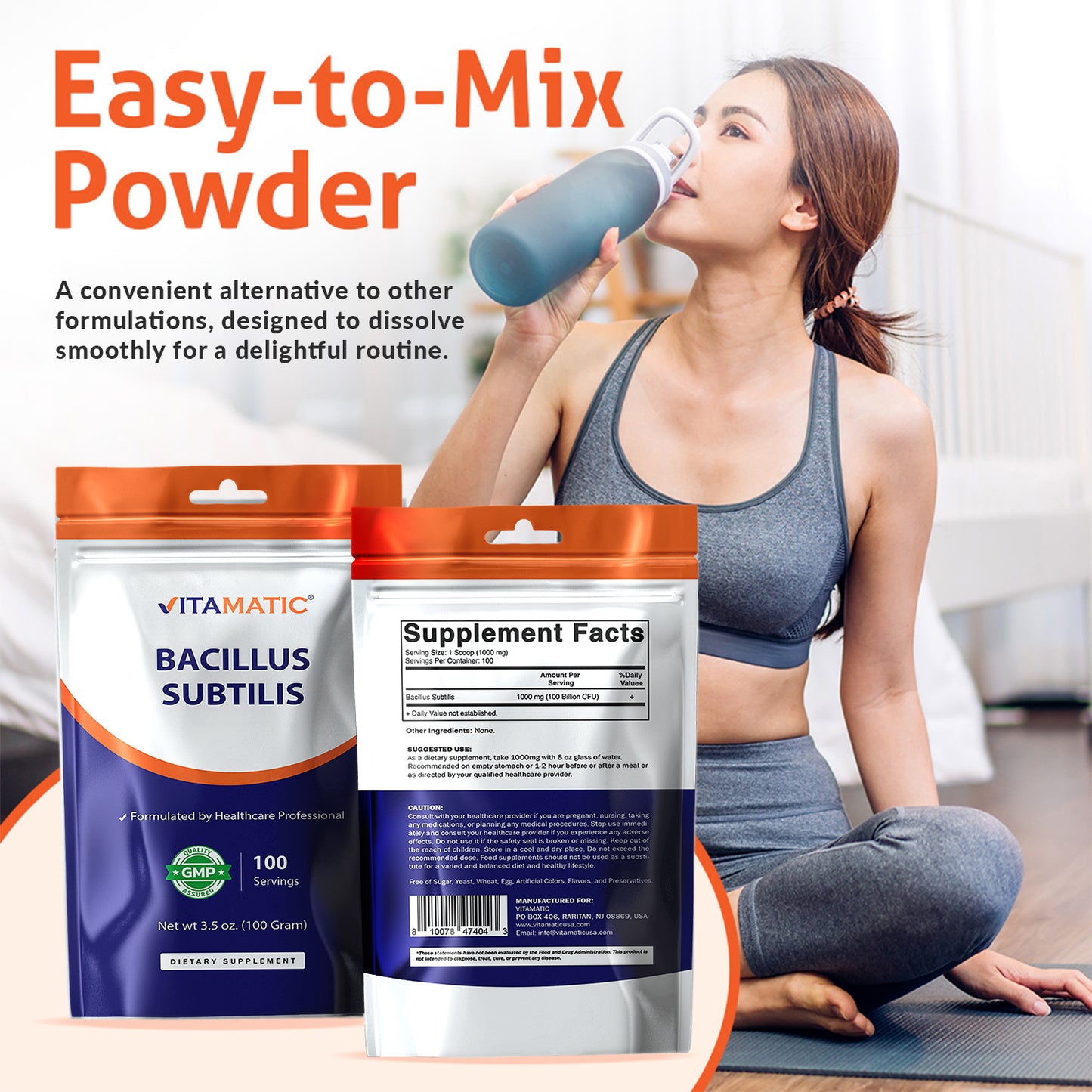 Bacillus Subtilis Pure Powder Probiotic Powder - 100 Gram - 100 Servings