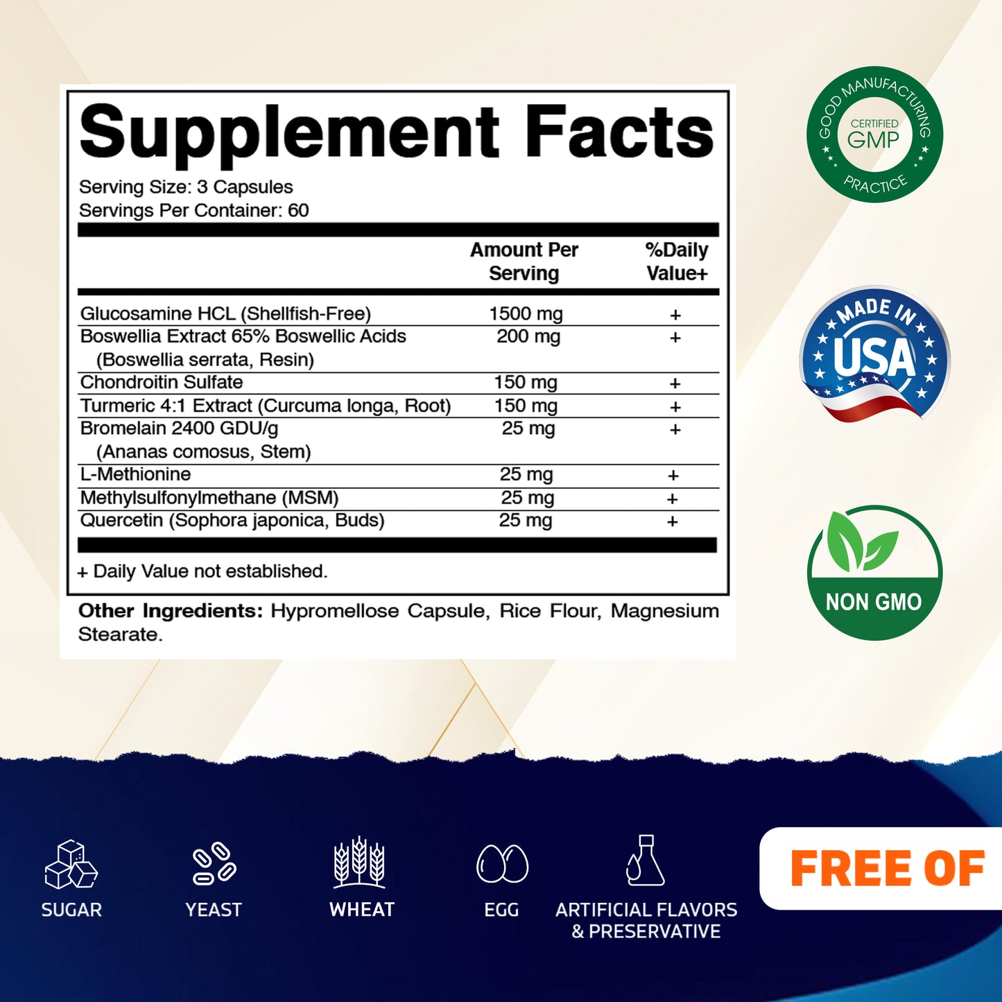 Vitamatic Glucosamine Chondroitin MSM 180 Veggie Capsules