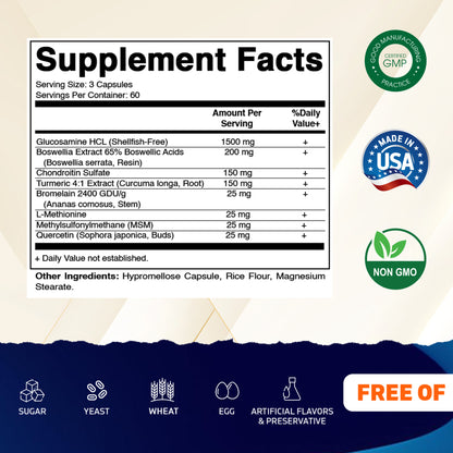 Vitamatic Glucosamine Chondroitin MSM 180 Veggie Capsules