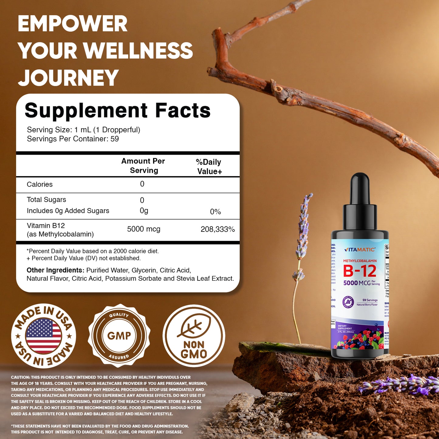 Liquid B12 Methyl B12 5000 mcg 2 OZ