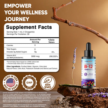 Liquid B12 Methyl B12 5000 mcg 2 OZ