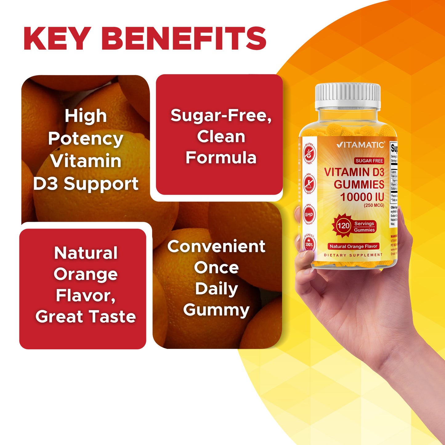 Sugar Free Vitamin D3 10000 IU 120 Gummies