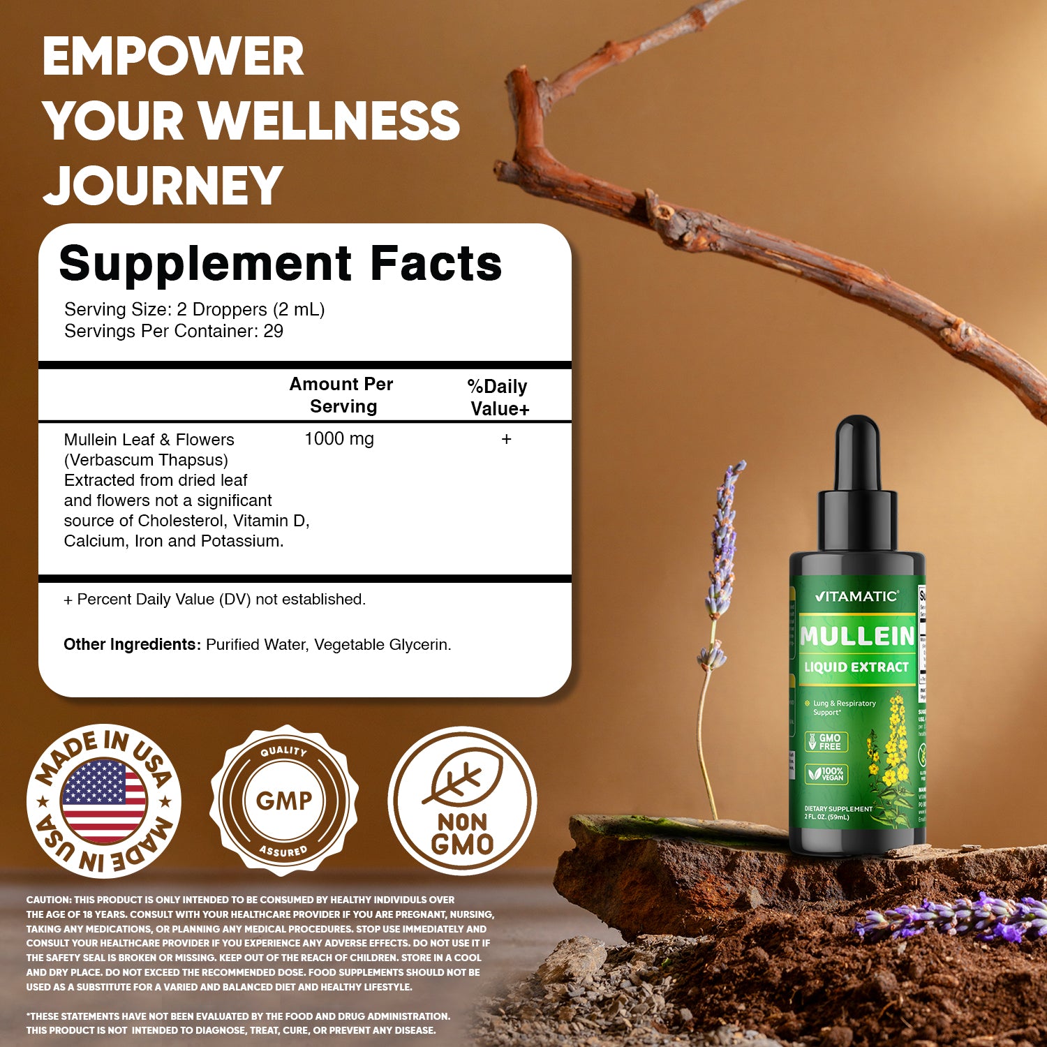 Liquid Mullein Leaf 1000mg per Serving 2 FL OZ Vitamatic Liquid Mullein Leaf 1000mg per Serving 2 FL OZ Vitamatic