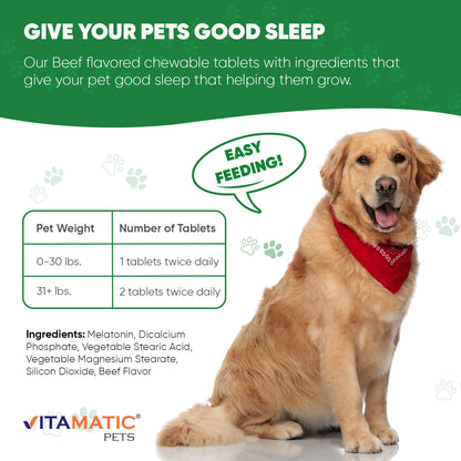 Melatonin for Dogs 6 mg -  120 Beef Flavored Chewable Tablets