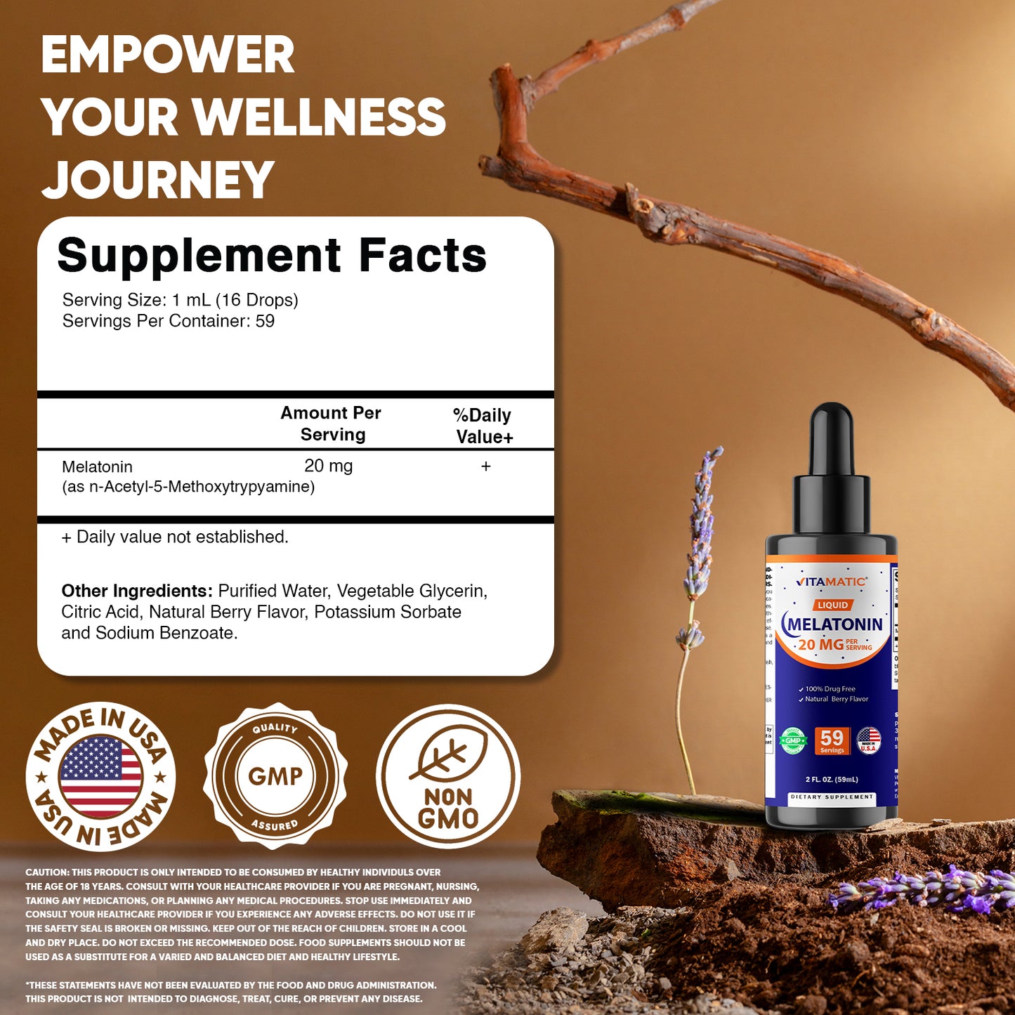 Melatonin 20mg Liquid Drops 2 Fluid Ounce