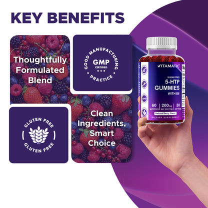 Sugar Free 5-HTP 200mg with B6 - 60 Gummies