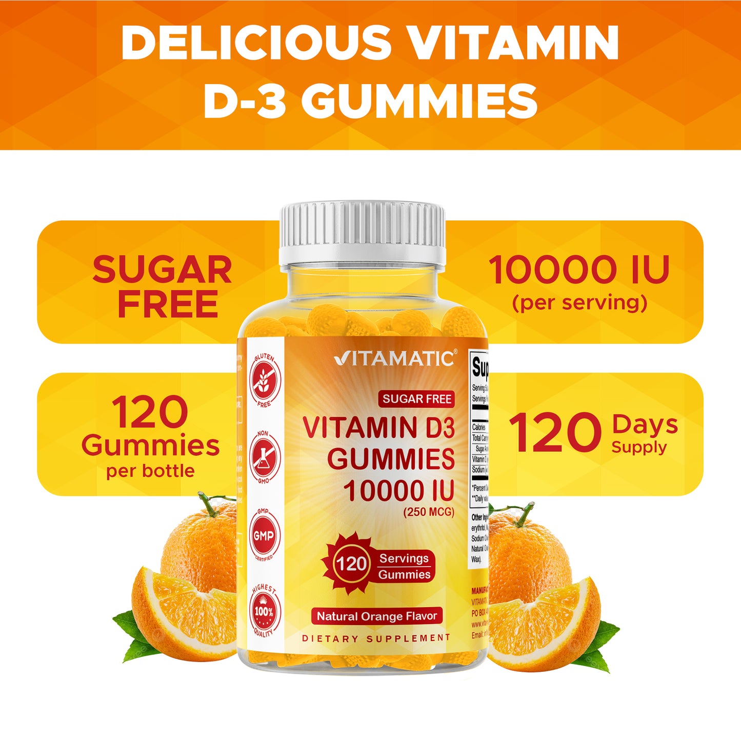 Sugar Free Vitamin D3 10000 IU 120 Gummies