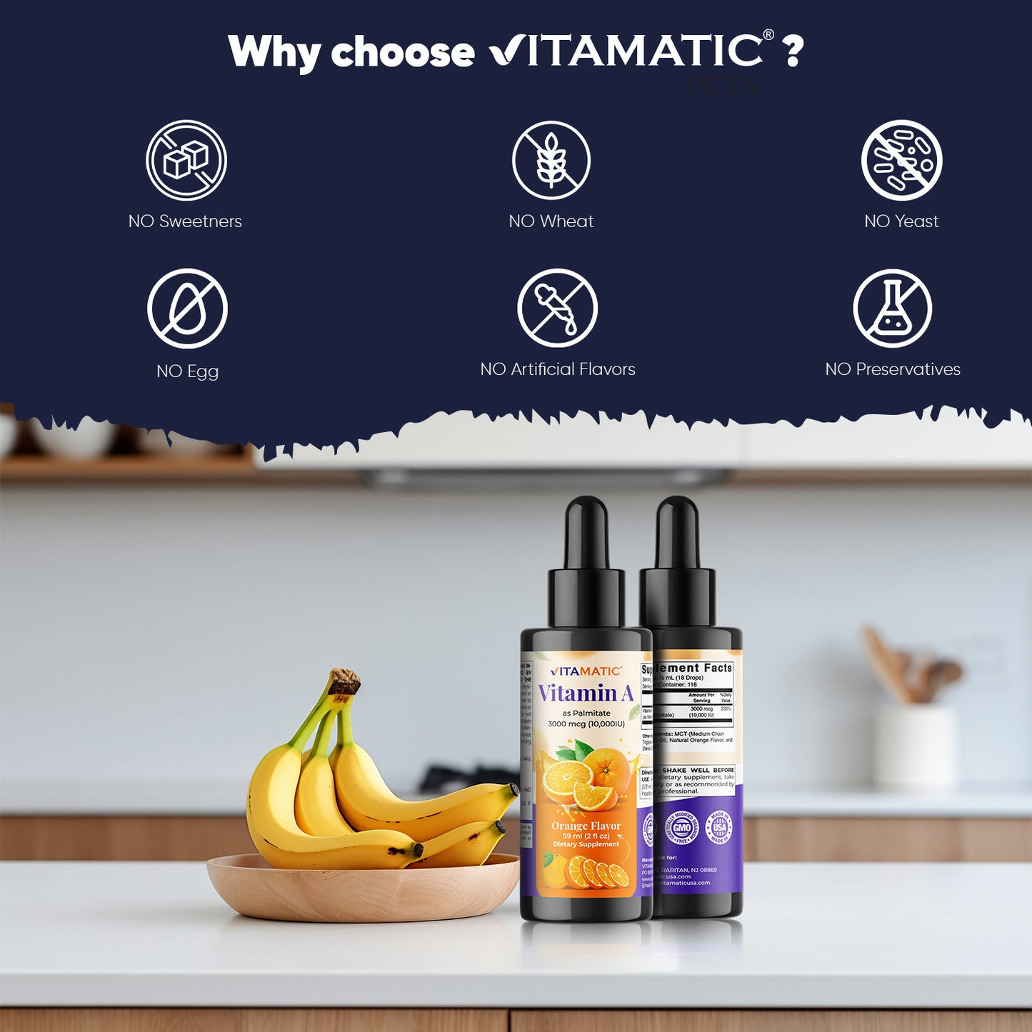 Vitamin A Liquid Drops 10000 IU (3000 mcg) as Retinyl Palmitate - 2 FL OZ (59 ml)