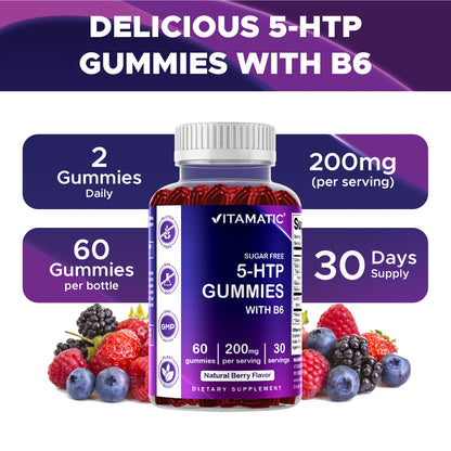 Sugar Free 5-HTP 200mg with B6 - 60 Gummies