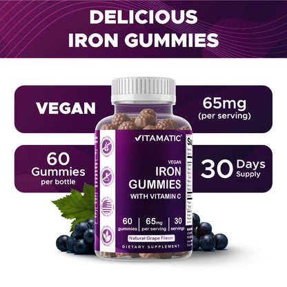 Vitamatic Iron 65mg with Vitamin C, 60 Gummies