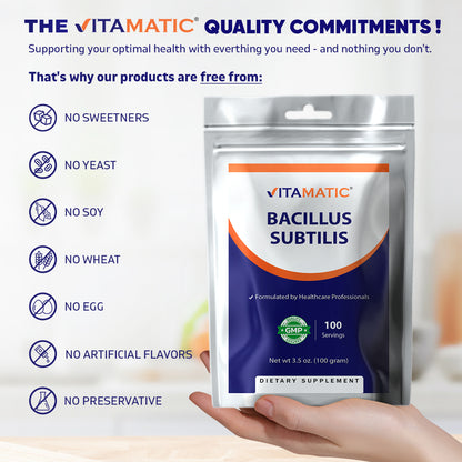 Bacillus Subtilis Pure Powder Probiotic Powder - 100 Gram - 100 Servings