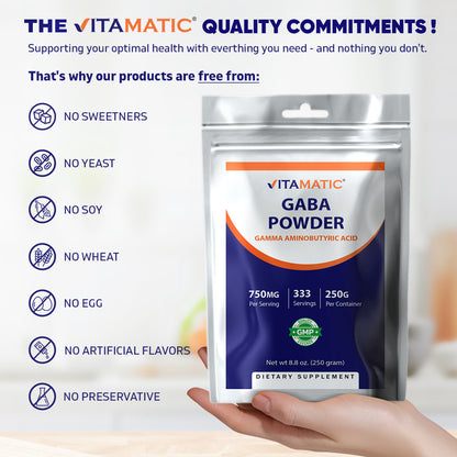 Gamma Aminobutyric Acid Powder 750mg per Serving -250 Grams, 333 Servings