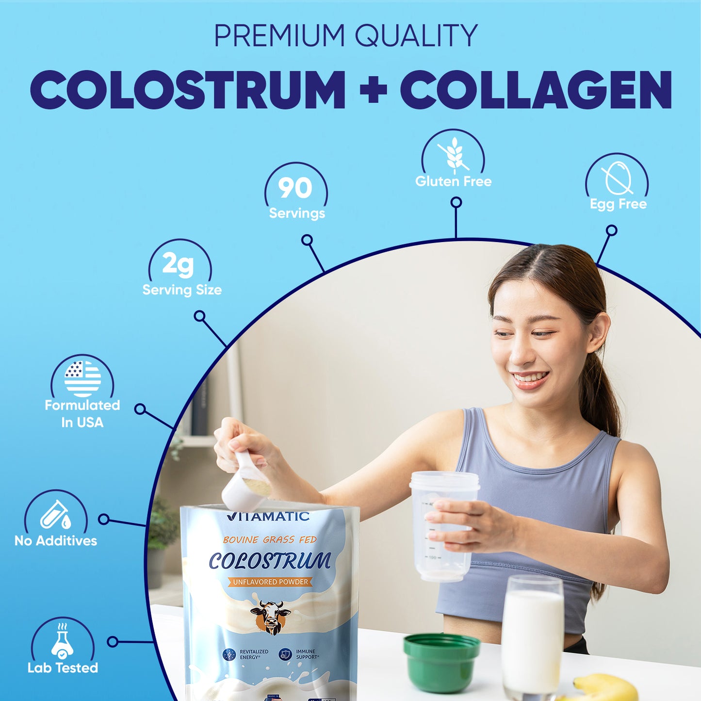 Bovine Colostrum 30% IgG Powder 6.34 OZ - 90 Servings (Unflavored)