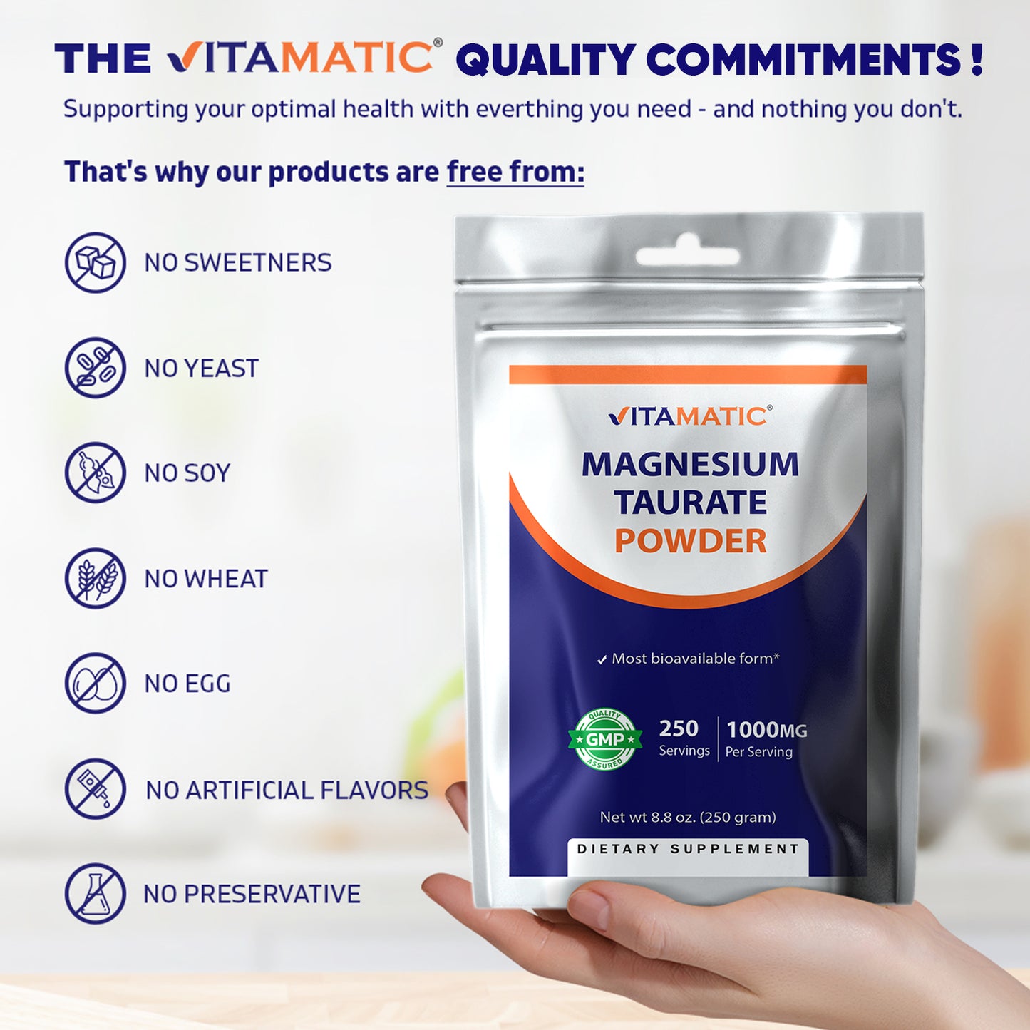 Magnesium Taurate 250gram Powder - 250 Servings
