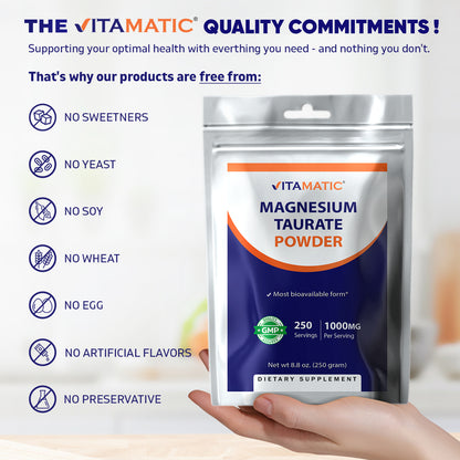 Magnesium Taurate 250gram Powder - 250 Servings