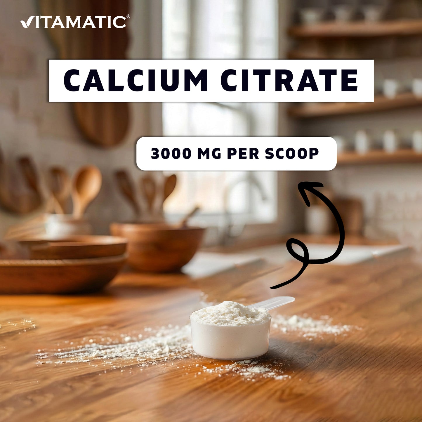 Calcium Citrate Powder – Provides 720 mg Elemental Calcium, 500 g (17.6 oz)