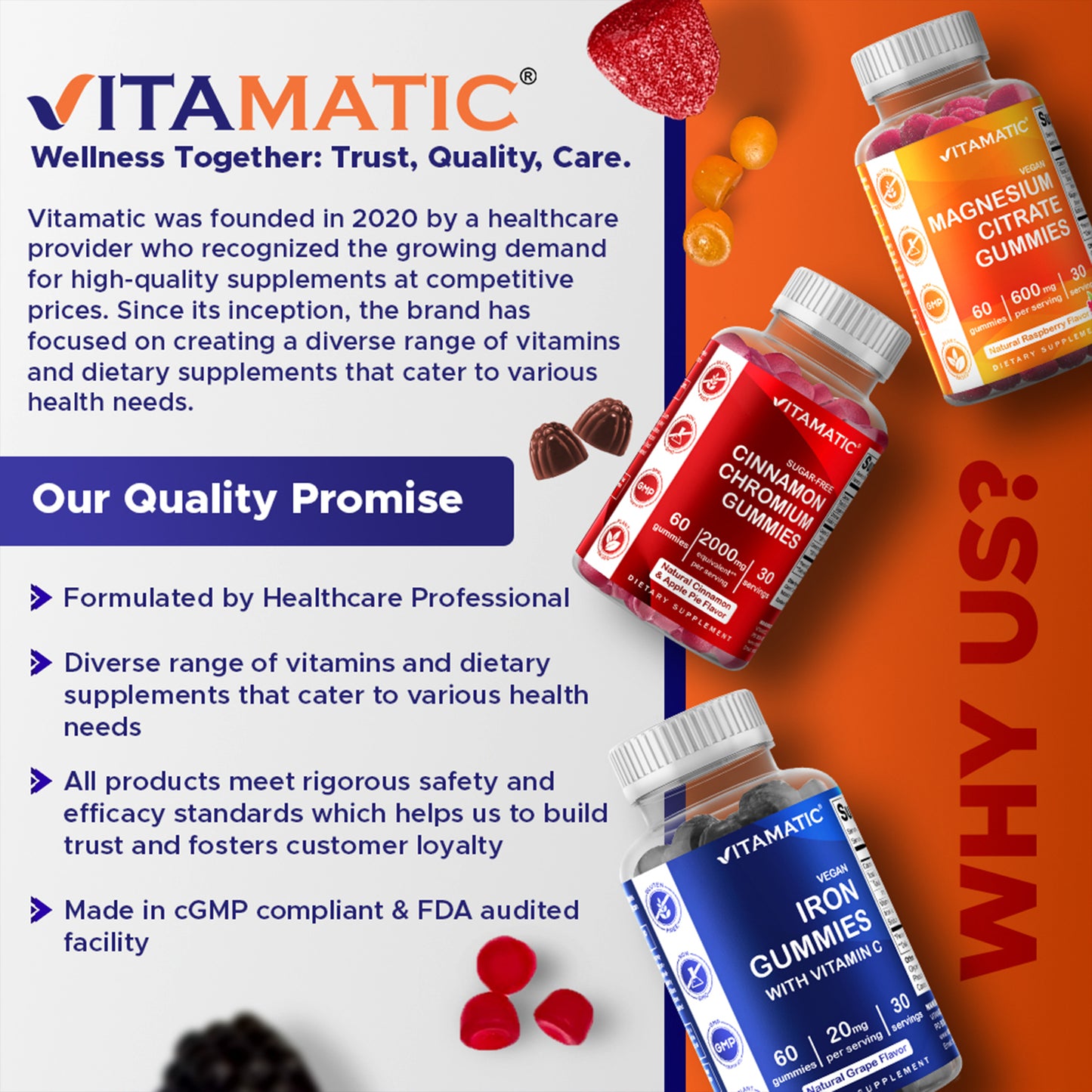 Vitamatic Iron 65mg with Vitamin C, 60 Gummies
