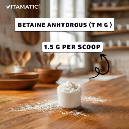 Betaine Anhydrous (TMG) Powder – 250 g (8.8 oz) – Pure Trimethylglycine
