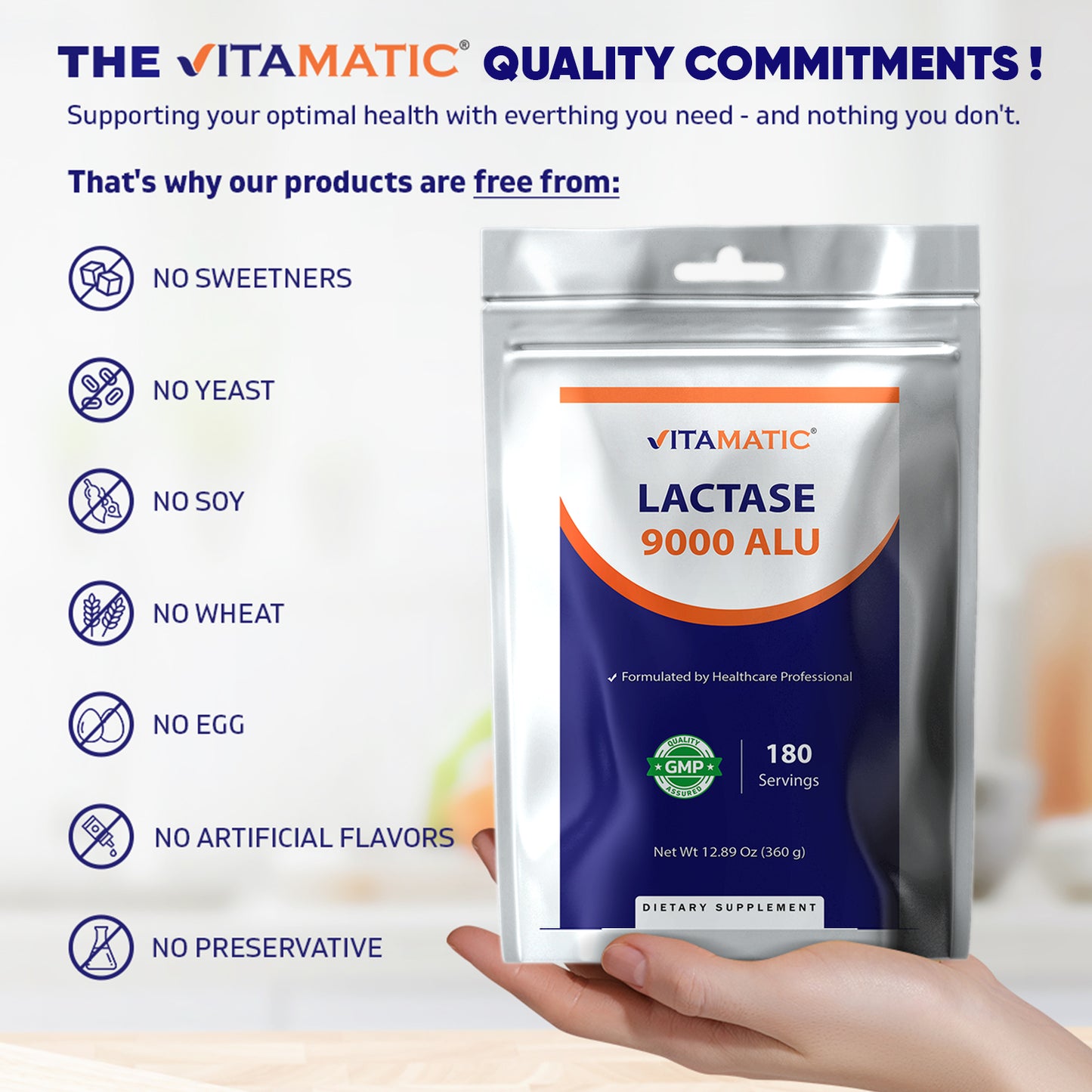 Lactase Enzyme Powder – 9000 ALU Per Serving – 180 Servings